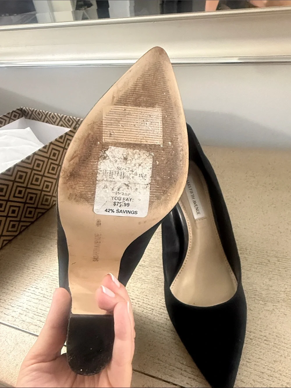Saks Fifth Avenue Black Suede Pointed-Toe Pumps